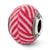 Italian Pink Stripes w/Glitter Glass Charm Bead in Sterling Silver