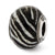 Italian Black & White Stripes Glass Charm Bead in Sterling Silver