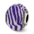 Italian Purple & White Stripes Glass Charm Bead in Sterling Silver