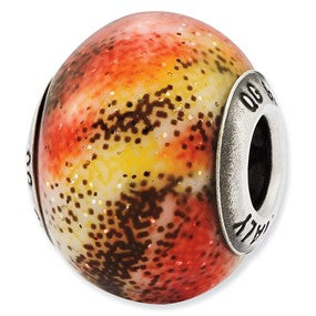 Sterling Silver Italian Red & Yellow Glass Bead Charm hide-image