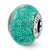 Italian Teal w/Silver Glitter Glass Charm Bead in Sterling Silver