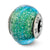 Italian Blue & Teal w/Silver Glitter Glass Charm Bead in Sterling Silver