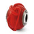 Italian Red w/Textured Lines Glass Charm Bead in Sterling Silver