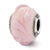 Italian Light Pink w/Textured Lines Glass Charm Bead in Sterling Silver