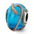 Sterling Silver Italian Blue w/Brown Textured Lines Glass Bead Charm hide-image