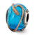 Italian Blue w/Brown Textured Lines Glass Charm Bead in Sterling Silver