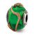 Italian Green w/Brown Textured Lines Glass Charm Bead in Sterling Silver