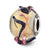 Sterling Silver Italian Yellow w/Dark Blue Textured Lines Glass Charm hide-image