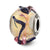 Italian Yellow w/Dark Blue Textured Lines Glass Charm in Sterling Silver