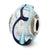 Italian Silver w/Blue Textured Lines Glass Charm Bead in Sterling Silver