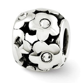 Sterling Silver Swarovski Elements Flowers Bead Charm hide-image