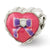 Kids Enameled Heart with Bow Charm Bead in Sterling Silver