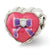 Sterling Silver Kids Enameled Heart with Bow Bead Charm hide-image