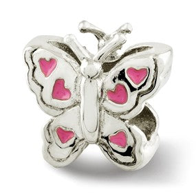 Sterling Silver Kids Enameled Butterfly Bead Charm hide-image