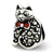 Marcasite & Enameled Cat Charm Bead in Sterling Silver