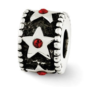 Sterling Silver Red Swarovski Elements Star Bead Charm hide-image