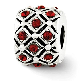 Sterling Silver Red Swarovski Elements Bead Charm hide-image