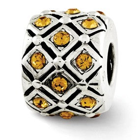 Sterling Silver Yellow Swarovski Elements Bead Charm hide-image