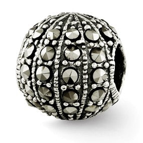 Sterling Silver Marcasite Bead Charm hide-image