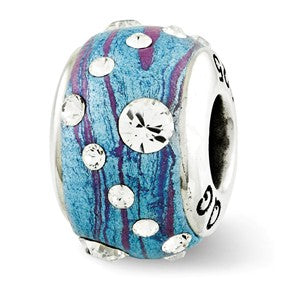 Sterling Silver Blue Molded w/Swarovski Elements Bead Charm hide-image