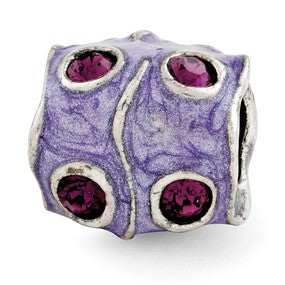 Sterling Silver Purple Swarovski Elements & Enamel Bead Charm hide-image