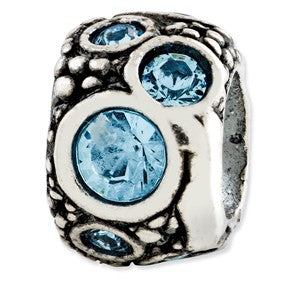 Sterling Silver Light Blue Swarovski Elements Bead Charm hide-image