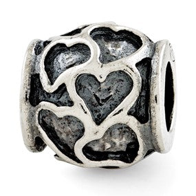 Sterling Silver Antiqued Hearts Bead Charm hide-image