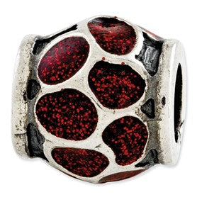 Sterling Silver Red Enamel w/Sparkles Bead Charm hide-image