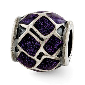 Sterling Silver Purple Enamel w/Sparkles Bead Charm hide-image