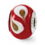 Red/Brown/White Italian Murano Glass Charm Bead in Sterling Silver