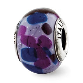 Sterling Silver Lilac/Purple/Blue Italian Murano Glass Bead Charm hide-image