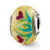 Yellow w/Red Flowers Italian Murano Charm Bead in Sterling Silver