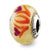 Yellow w/Pink Flowers Italian Murano Charm Bead in Sterling Silver