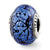 Blue w/Black Lines Italian Murano Glass Charm Bead in Sterling Silver