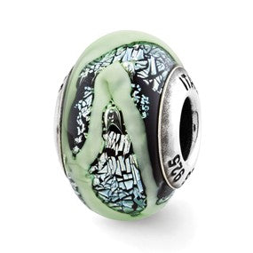 Sterling Silver Green Italian Glass Bead Charm hide-image