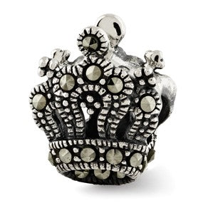 Sterling Silver Marcasite Crown Bead Charm hide-image