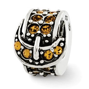 Sterling Silver Yellow Swarovski Elements Buckle Bead Charm hide-image