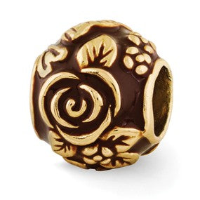 Gold Plated Enameled Floral Bead Charm hide-image