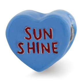 Sterling Silver Kids Sun Shine Enameled Heart Bead Charm hide-image