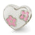 Kids Enameled Heart w/Pink Flowers Charm Bead in Sterling Silver