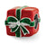 Green & Red Enameled Present Charm Bead in Sterling Silver