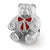 Bear w/Enameled Bow Charm Bead in Sterling Silver