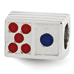 Sterling Silver Enameled Domino Bead Charm hide-image