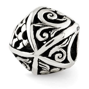 Sterling Silver Flowers & Vines Bali Bead Charm hide-image