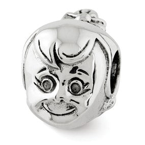 Sterling Silver Little Girl's Head Bead Charm hide-image