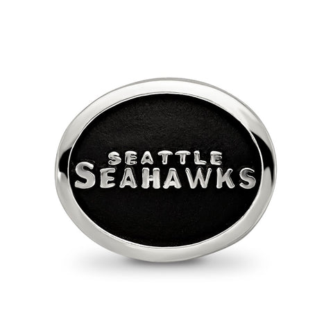 Enameled Seattle Seahawks NFL Charm Bead in Sterling Silver