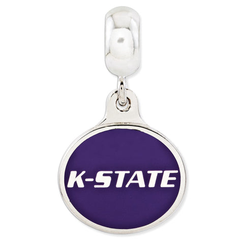 Sterling Silver Kansas State University Collegiate Enameled Dangle Bead