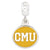 Sterling Silver Central Michigan University Collegiate Enameled Dangle Bead