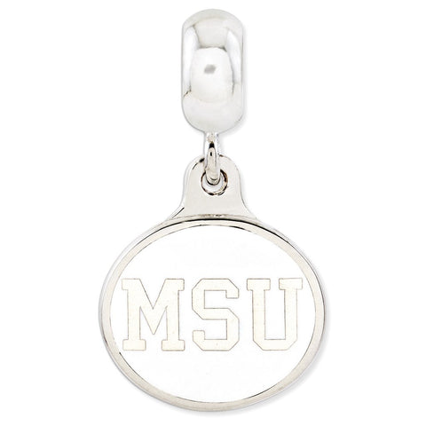 Sterling Silver Michigan State University Collegiate Enameled Dangle Bead