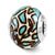 Teal Print Overlay Italian Charm Bead in Sterling Silver